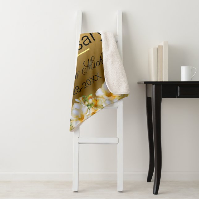 Gold 50th Wedding Anniversary Sherpa Blanket (In Situ)