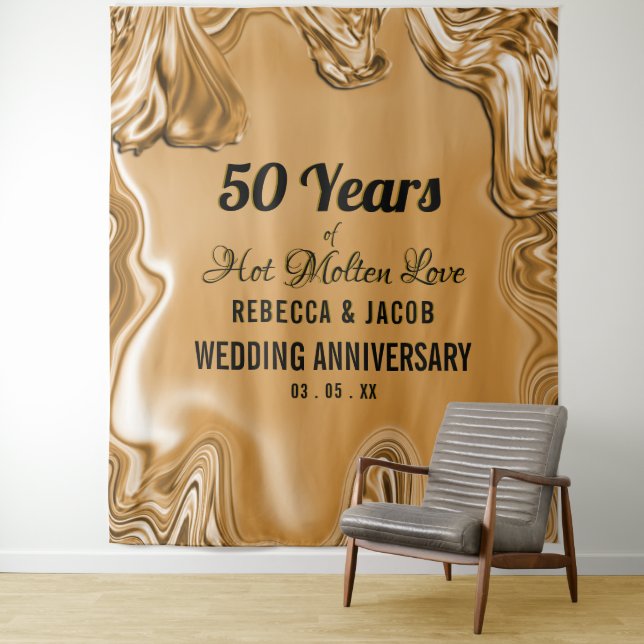 Gold 50th Wedding Anniversary Tapestry (In Situ)