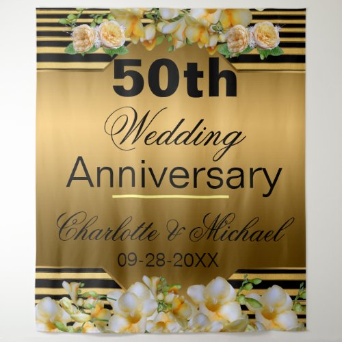 Gold 50th Wedding Anniversary  Tapestry