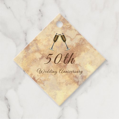 Gold 50th Wedding Anniversary Thank You Favor Tags