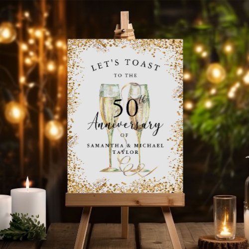 Gold 50th Wedding Anniversary Welcome Foam Board