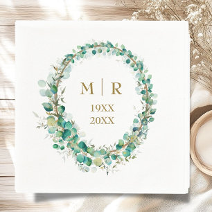 Gold 50th Wedding Anniversry Eucalyptus Paper Napkins