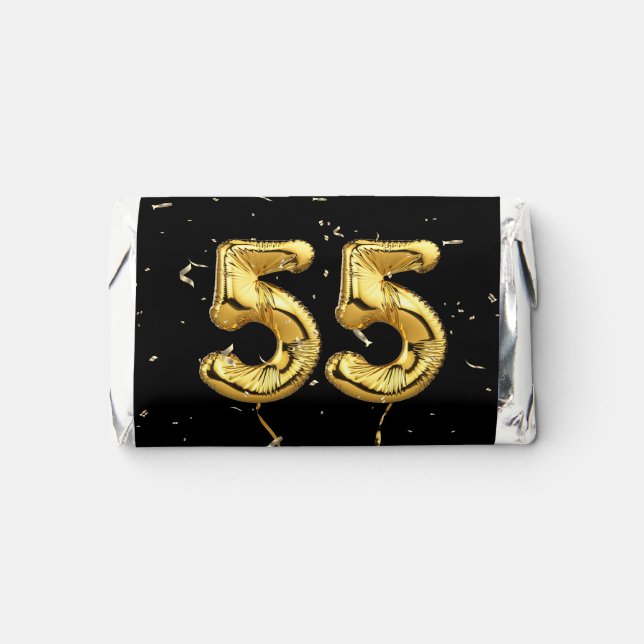 Gold 55th Anniversary Balloons and Confetti  Hershey's Miniatures (Front)