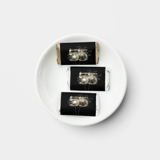 Gold 55th Anniversary Sparklers On Black Hershey's Miniatures (Plate)