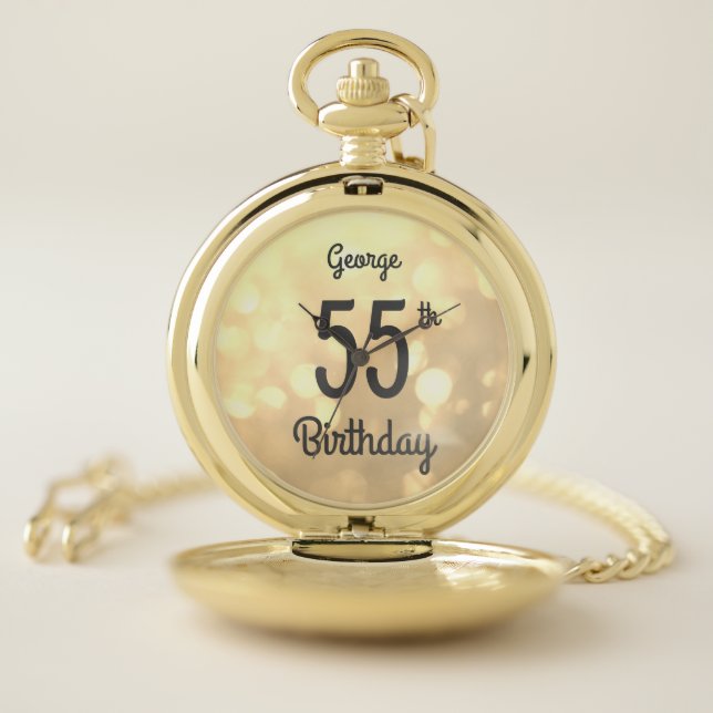 Gold 55th Birthday Personalised Pocket Watch (Inside)