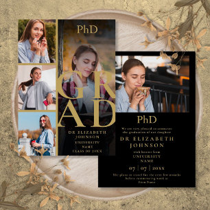 Gold 5 Photo PhD Degree Graduation Announcement