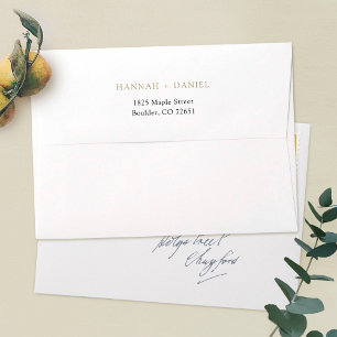 Gold 5 x 7 Wedding Invitation Return Address Envelope