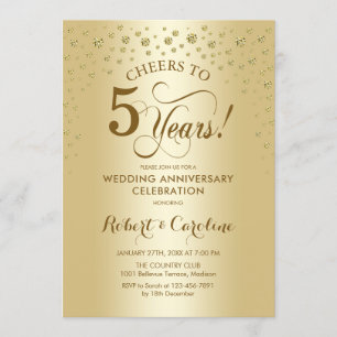Gold 5th Anniversary Celebration Invitation