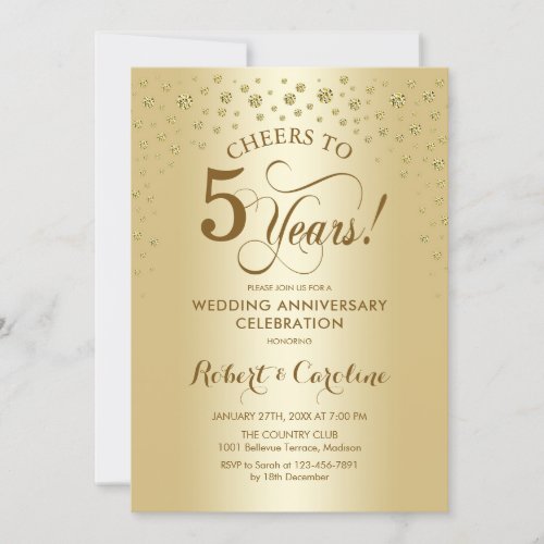 Gold 5th Anniversary Celebration Invitation