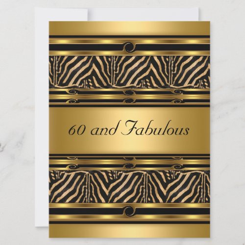 Gold  60 and Fabulous Birthday Party Invitation
