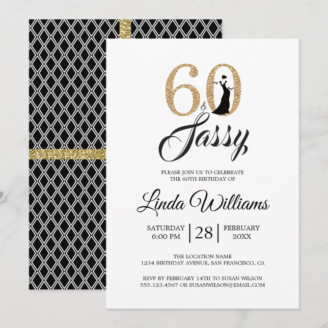 Gold 60 and Sassy | 60th Birthday Party Invitation (Front/Back)