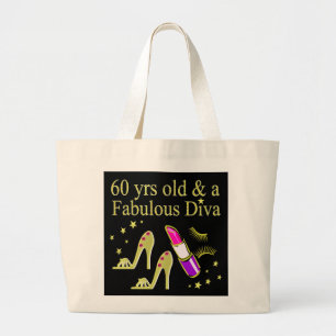 GOLD 60 YRS OLD & A FABULOUS DIVA LARGE TOTE BAG