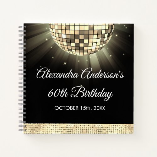 Gold 60th Birthday 70s Disco Ball Guest Book