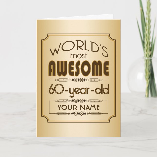 Gold 60th Birthday Celebration World Best Fabulous Card (Front)