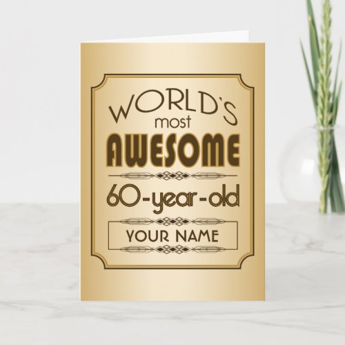 Gold 60th Birthday Celebration World Best Fabulous Card