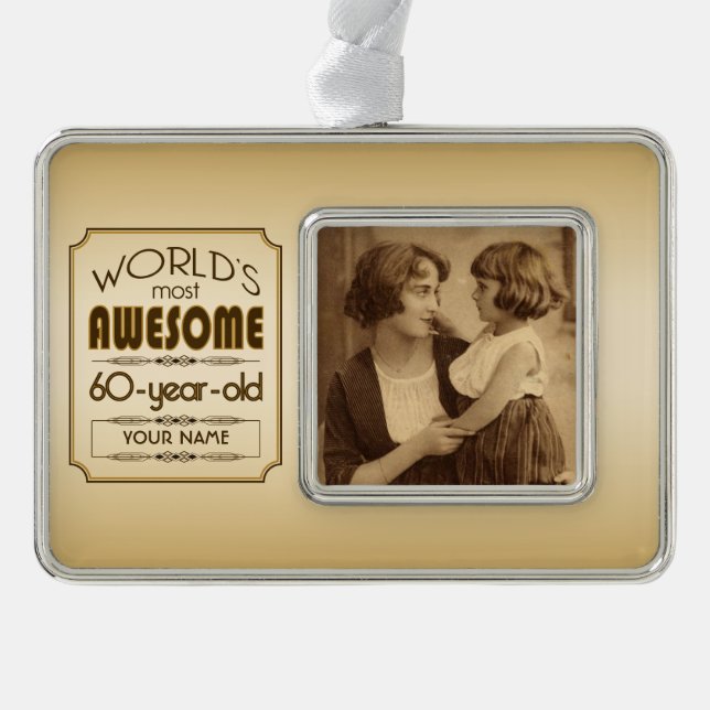 Gold 60th Birthday Celebration World Best Fabulous Christmas Ornament (Front)