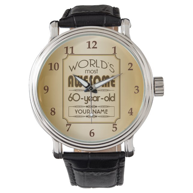 Gold 60th Birthday Celebration World Best Fabulous Watch (Front)