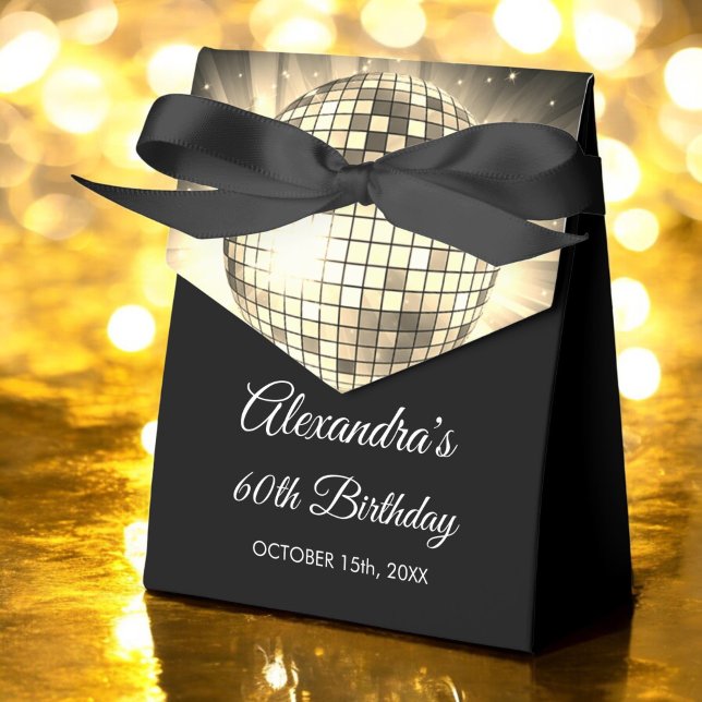 Gold 60th Birthday Party 70's Disco Ball Favor Boxes (Creator Uploaded)