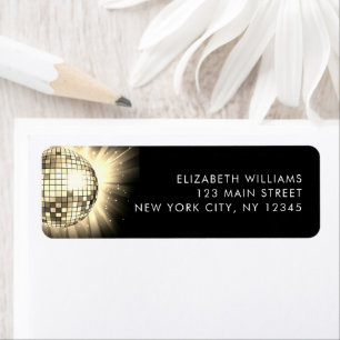 Gold 60th Birthday Party 70's Disco Ball Label