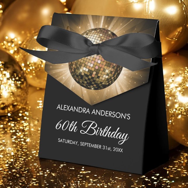 Gold 60th Birthday Party Gold Disco Ball Favor Boxes (Creator Uploaded)