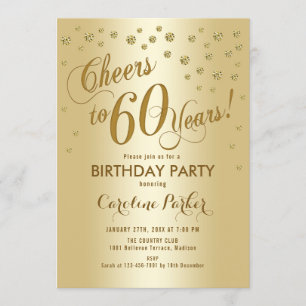 Gold 60th Birthday Party Invitation