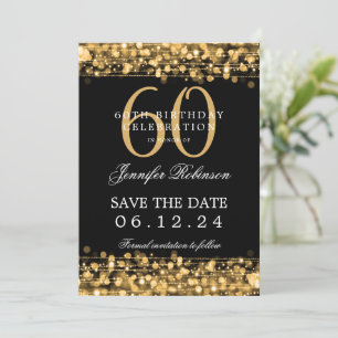 Gold 60th Birthday Save the Date  Invitation