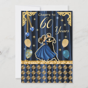 Gold 60th Birthday with Dancing Couples Invitation