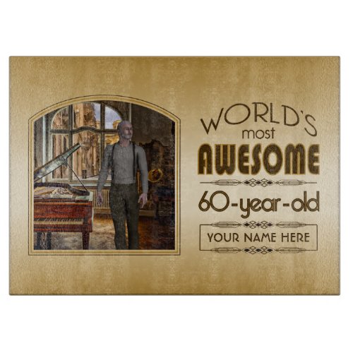 Gold 60th Birthday Worlds Best Custom Photo Frame Cutting Board