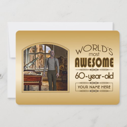 Gold 60th Birthday Worlds Best Custom Photo Frame Invitation