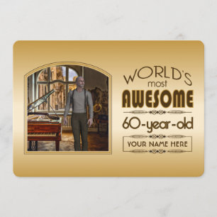 Gold 60th Birthday World’s Best Custom Photo Frame Invitation