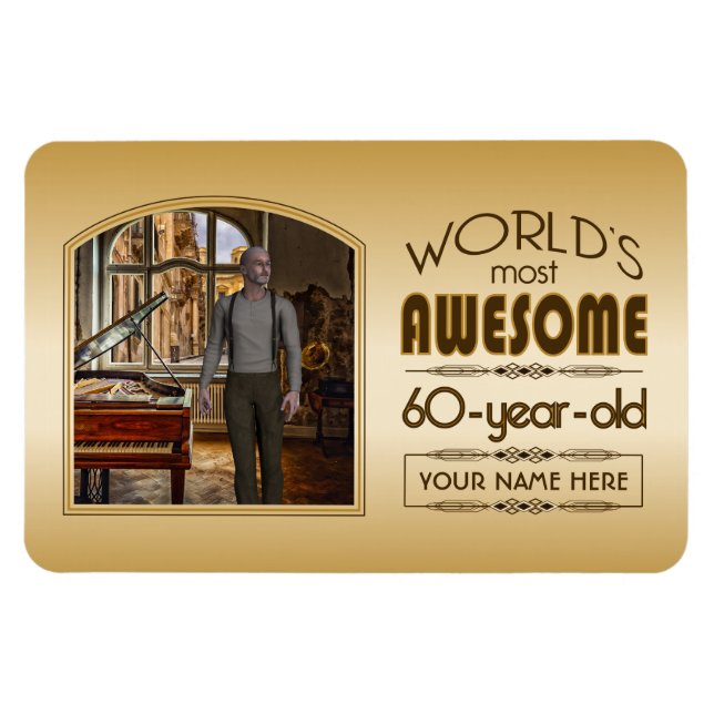 Gold 60th Birthday World’s Best Custom Photo Frame Magnet (Horizontal)