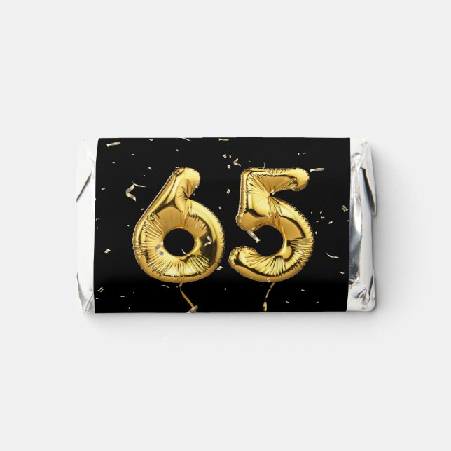 Gold 65th Anniversary Balloons and Confetti  Hershey's Miniatures (Front)