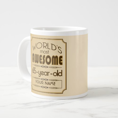 Gold 65th Birthday Celebration World Best Fabulous Large Coffee Mug