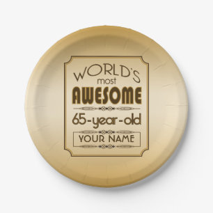 Gold 65th Birthday Celebration World Best Fabulous Paper Plates