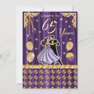 Gold 65th Birthday with Dancing Couples Invitation
