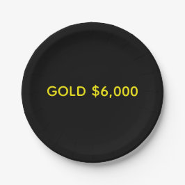 Gold $6,000 Market Celebration Paper Plates