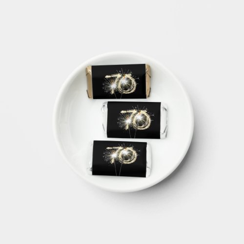 Gold 70th Anniversary Sparklers On Black