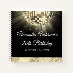 Gold 70th Birthday 70's Disco Ball Guest Book