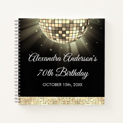 Gold 70th Birthday 70s Disco Ball Guest Book