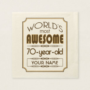 Gold 70th Birthday Celebration World Best Fabulous Paper Napkins