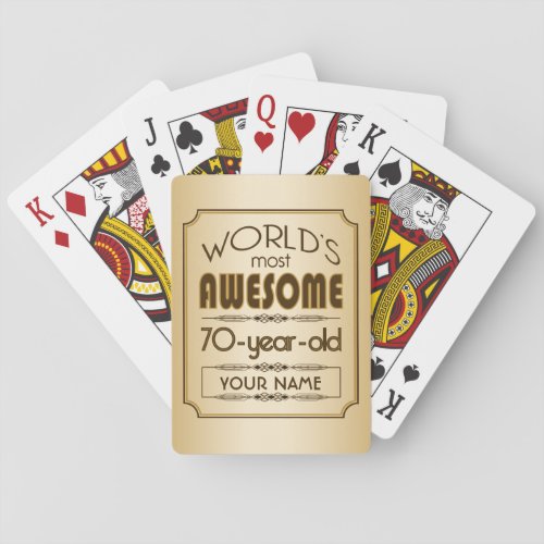 Gold 70th Birthday Celebration World Best Fabulous Poker Cards