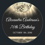 Gold 70th Birthday Party 70's Disco Ball Classic Round Sticker<br><div class="desc">Add a touch of disco glamour to your 70th birthday celebration with our Gold 70th Birthday Party 70's Disco Ball Sticker. This sticker captures the essence of the disco era, making it the perfect choice for a retro-themed bash or any event where you want to infuse a touch of '70s...</div>