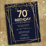 Gold 70th Birthday Party Budget Invitation<br><div class="desc">Elegant Faux gold border with shimmering confetti highlights on the top border. All text is adjustable and easy to change for your own party needs. Great elegant 70th birthday template design.</div>