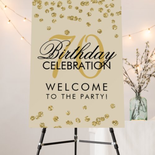 Gold 70th Birthday Party Glitter Confetti Cream  Foam Board