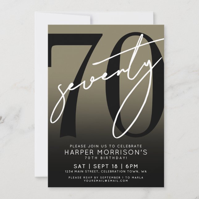 Gold 70th Birthday Party Invitation (Front)