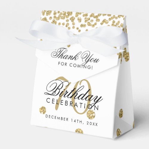 Gold 70th Birthday Thank You Confetti Favor Boxes