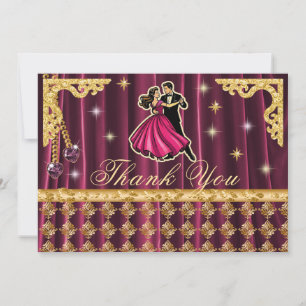 Gold 70th Birthday Thank You with Dancers  Card