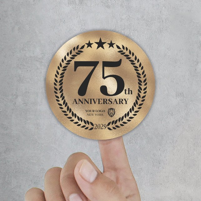 Gold 75th Anniversary Business Logo Commemorative Classic Round Sticker (Gold 75th Anniversary Business Logo Commemorative Classic Round Sticker
)