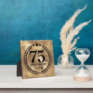 Gold 75th Anniversary Business Logo Commemorative Plaque