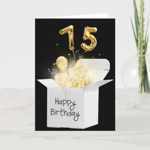 Gold 75th Birthday Balloons In White Box  Card